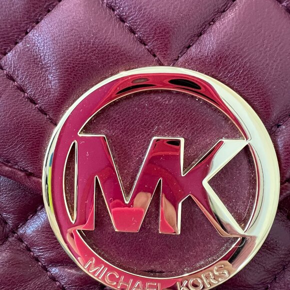 Michael Kors Fulton Quilted Cherry Red Leather Crossbody - Picture 9 of 13